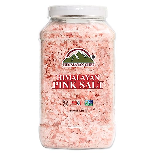 Himalayan Chef Pink Himalayan Salt Coarse Grain, Plastic Jar - 5 lbs. For Refill Grinders