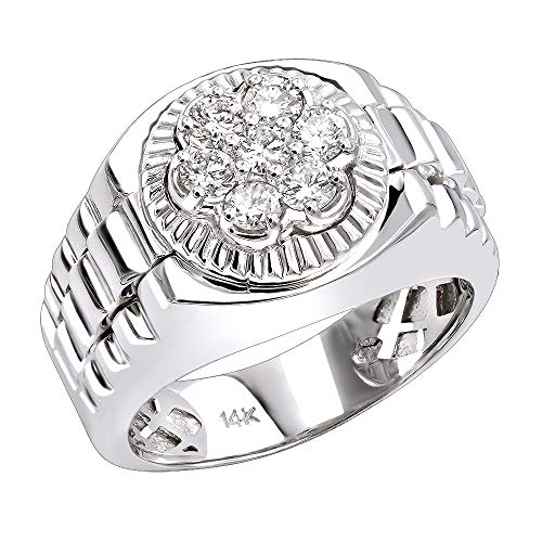 Luxurman Mens Watch Style Round Diamond Contemporary Ring 0.45ctw in 14k Gold (Yellow Gold, size 11)