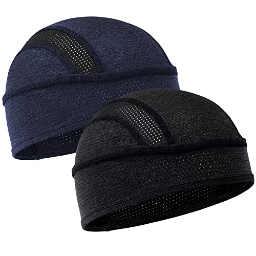 Helmet Liner Sweat Wicking Skull Cap Beanie, Ultimate Moisture Wicking Performance Cooling Mesh Cycling Running Hat for Men Women, Fits Under Helmets