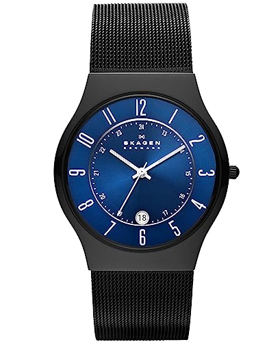 Skagen Men's Sundby Three-Hand Date Midnight Black Titanium Mesh Band Watch (Model: T233XLTMN)