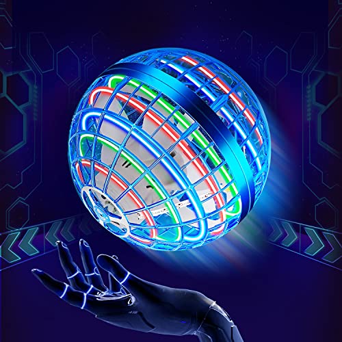 Hecai 2023 Flying Orb Ball Toy Hover Ball with RGB Light Magic Hand Controlled Floating Boomerang Ball Galactic Globe Cool Toys Gift for 6 7 8 9 10+ Boys Girls Teens Kids - Blue
