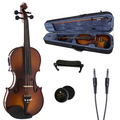 Cecilio 4/4 CVNAE-330 Ebony Fitted Acoustic/Electric Violin in Antique Varnish (Full Size)