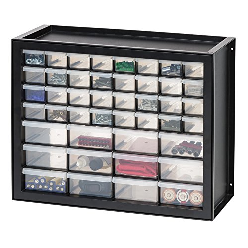 IRIS USA 44 Drawer Stackable Storage Cabinet for Hardware Parts Crafts, Black Small Brick Organizer Utility Chest