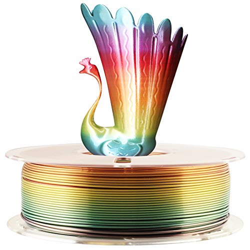 Silk Shiny Fast Color Gradient Change Rainbow Multicolored 3D Printer PLA Filament - 1.75mm 3D Printing Material 1kg 2.2lbs Spool, Widely Compatible for FDM 3D Printe by TTYT3D