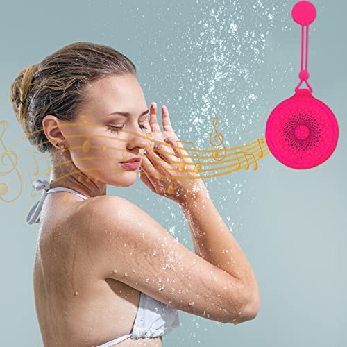 Shower Wireless Bluetooth Speaker - Wall Hanging Speaker No Drilling - Dedicated Strong Suction Cup Bluetooth 5.0 IP64 Waterproof Audio Device for Bathroom Enjoying Your Shower, Pink