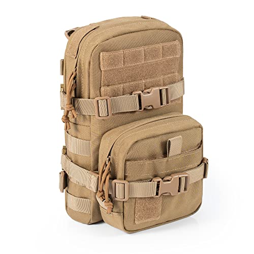 CLTAC Tactical Small MOLLE Hydration Pack Outdoor Water Bladder Carrier Pack with IFAK Med Pouch for Vest Backpack