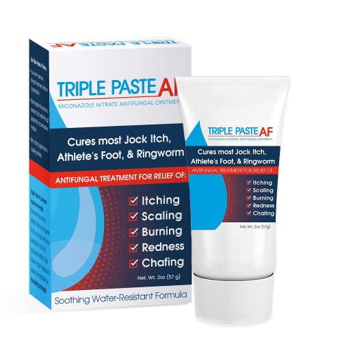 Triple Paste AF Anti Fungal Ointment for Skin Treats Most Athletes Foot and Ringworm - 2% Miconazole Antifungal Cream - 2 Oz Tube (Packaging May Vary)
