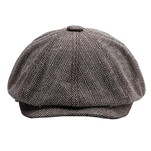 Mens Classic Tweed Wool Blend Newsboy Caps Ivy Hat Flat Cap Irish Cabbie Gatsby Cap Light Coffee