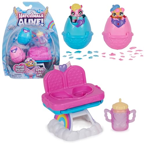 Hatchimals Alive, Hungry Playset with Highchair Toy and 2 Mini Figures in Self-Hatching Eggs, Kids Toys for Girls and Boys Ages 3 and up