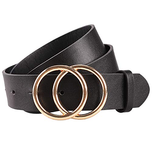 Earnda Women's Leather Belt Fashion Soft Faux Leather Waist Belts For Jeans Dress Black X-Large