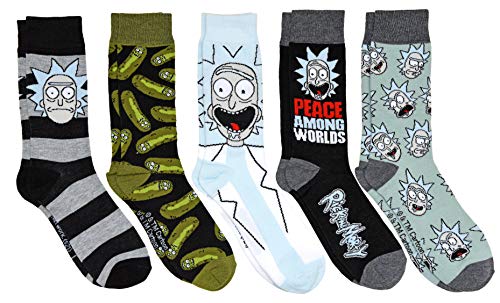 Hyp Rick and Morty Peace Among Worlds Men's Crew Socks 5 Pair Pack