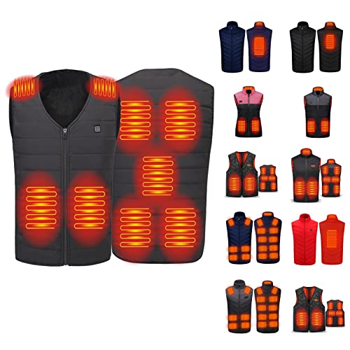 Electric Heated Vest, Puffer Vest, Lightweight USB Heated Vest for Men Women for Motorcycle, Hunting, Without Battery(Black,XXXXXXL)