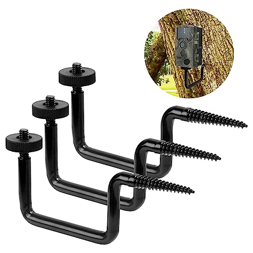 Foricx Trail Camera Mount, Trail Camera Holder, Hunting Accessory, 3 Pack Tracking Camera Bracket, Tree 1/4' x 20 Screw Mounting Brackets for Reliable Camera Placement，Trailcam Holder for Hunting