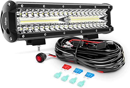 Nilight ZH411-A 12Inch 12 Inch 300W Triple Row Flood Spot Combo 30000LM Led Off Road Lights for Trucks with 16AWG Wiring Harness Kit,2 Years Warranty