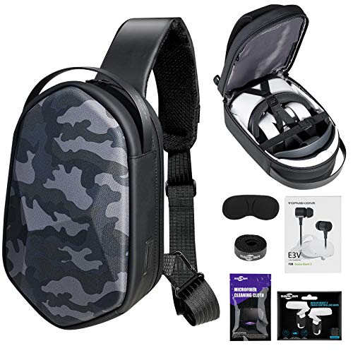 SARLAR Hard Chest Shoulder Backpack for Oculus Quest 2 VR Gaming Headset and Touch Controller Aessories, Includes Accessories Such as in-Ear Headphones