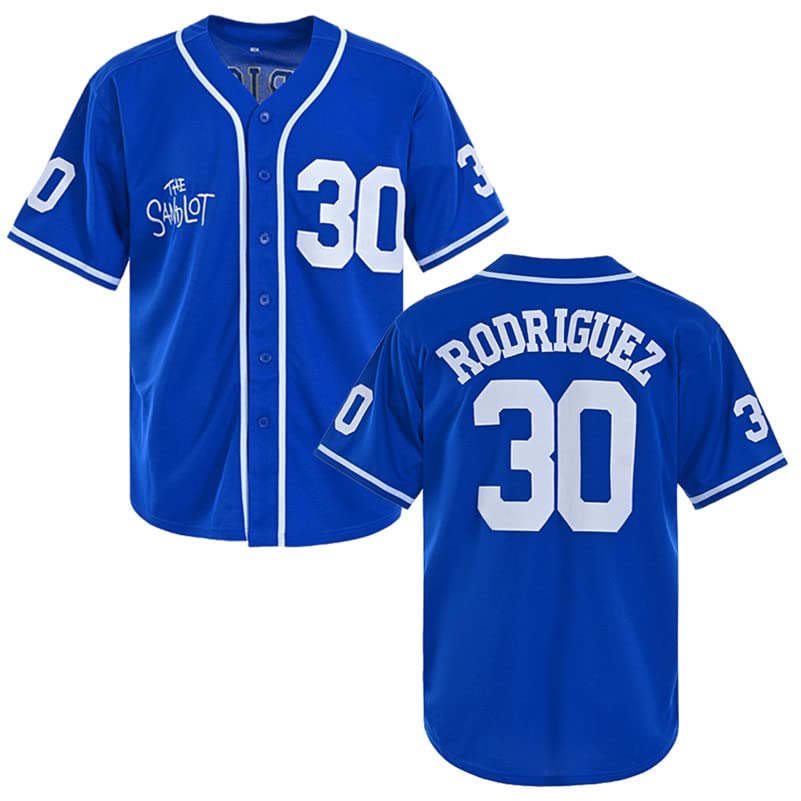 Men's The Sandlot Benny 'The Jet' Rodriguez Blue 30 Movie Baseball Jerseys (as1, Alpha, m, Regular, Regular)