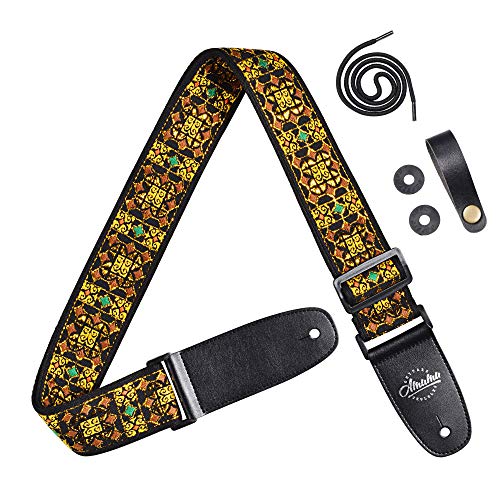 Amumu Adjustable Guitar Strap for Acoustic Guitar Electric Guitar and Bass Guitar includes Strap Blocks and Headstock Tie
