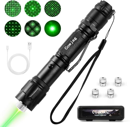 Cowjag Green Laser Pointer High Power Flashlight, Flashlight Long Range Laser, Rechargeable Laser, with Carrying Case (Green Light)