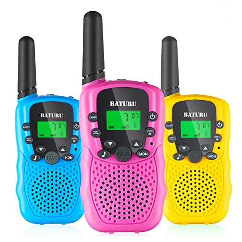 BATURU Walkie Talkies for Kids 3 Miles, Walkie Talkie with VOX, Backlit LCD Flashlight for Outside, Camping, Hiking, Indoor and Outdoor, Stocking Stuffers for Kids, for Kids Age 3-12
