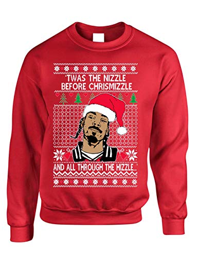 ALLNTRENDS Ugly Christmas Sweater TWAS The Nizzle Before Chrismizzle Adult Sweatshirt (M, Red)