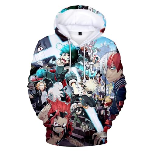 CHLOBLOM Anime Hoodie Halloween Cosplay Novelty Hooded Pullover Sweatshirt (L, Colorful)