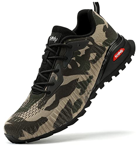 ikunka Men'S Fashion Sneakers Lightweight Breathable Walking Shoes Tennis Cross Training Shoe Non Slip Trail Running Shoes（Camouflage 11）