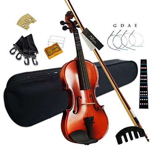 Aliyes Solid Wood Violin Designed for Beginners/Students with Hard Case Bow Rosin (4/4/Full-size)