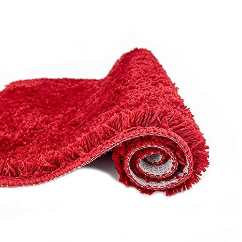 Eanpet Shaggy Bathroom Rugs Non-Slip Chenille Bath Mat for Bathroom Microfiber Water Absorbent Soft Bathroom Mats Shower Mat Machine Washable Bath Rug for Kids Shower Tub,16' x 24',Red