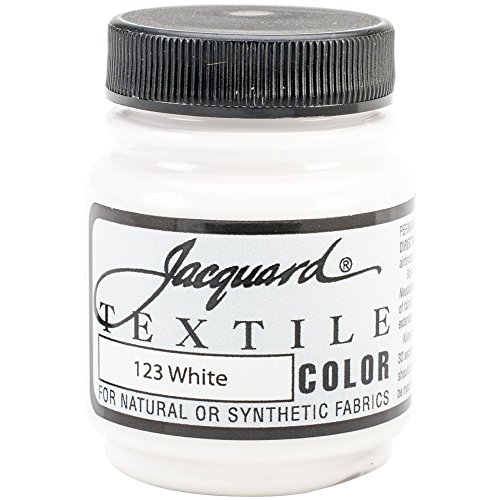 Jacquard Fabric Paint for Clothes - 2.25 Oz Textile Color White Leaves Fabric Soft - Permanent and Colorfast - Professional Quality Paints Made in USA - Holds up Exceptionally Well to Washing