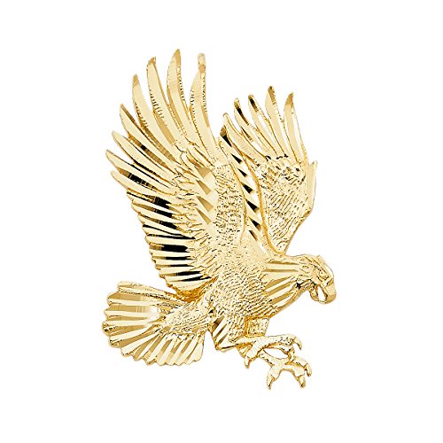14K Yellow Gold Eagle Pendant - Height 42 MM Width 30 MM