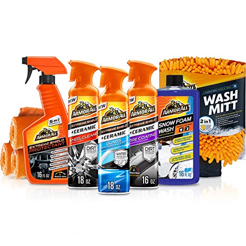 Armor All Ultimate Car Detailing Kit, Includes Car Wash, Glass Cleaner, Tire Cleaner, Microfiber Accessories (9 Piece Kit)
