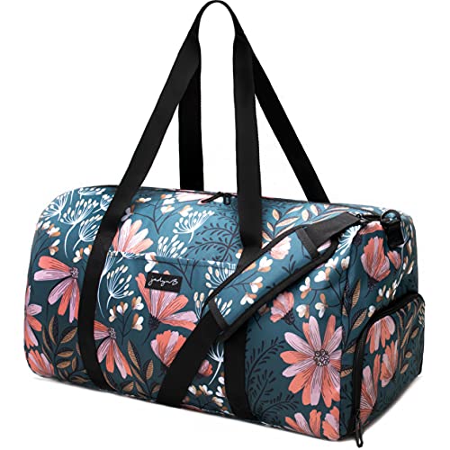 Jadyn B 22' Women's Large Duffel/Weekender Bag with Shoe Pocket, Travel Bag (Navy Floral)