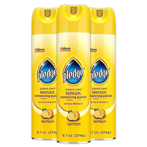 Pledge Expert Care Wood Polish Spray, Shines and Protects, Removes Fingerprints, Lemon, 9.7 oz (Pack of 3)