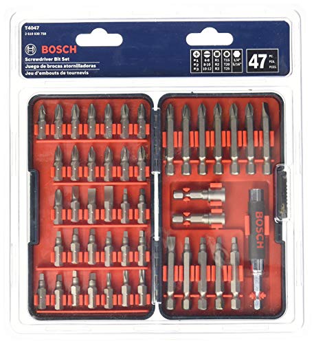 BOSCH T4047L 47-Piece High-Carbon Steel Hex Shank Screwdriver Bit Assorted Set