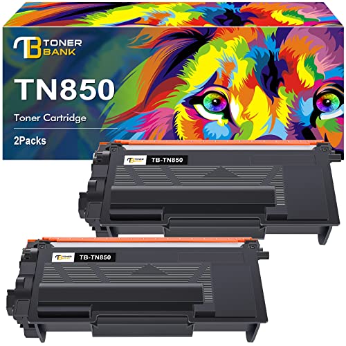 Toner Bank Compatible Toner Cartridge Replacement for Brother TN850 TN820 TN 850 TN-850 TN-820 HL-L6200DW MFC-L5850DW MFC-L5700DW HL-L5200DW MFC-L5900DW High Yield Printer New Version 2-Pack