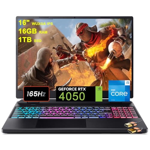 acer Predator Helios Neo 16 Gaming Laptop 16' WUXGA IPS 165Hz 13th Gen Intel 14-Core i5-13500HX (Beats i7-12700H) 16GB RAM 1TB SSD GeForce RTX 4050 6GB RGB Backlit USB-C Win11 Black + HDMI Cable