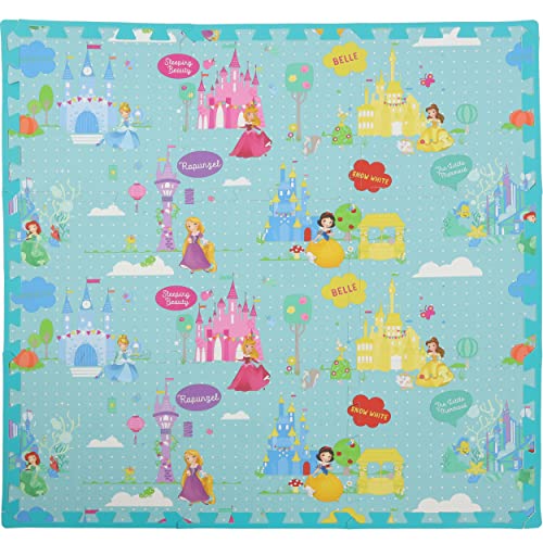 Disney Princess EVA Foam Mat, Princess Land Interlocking EVA Foam Flooring Tiles, Teal, 36 x 36 Inches