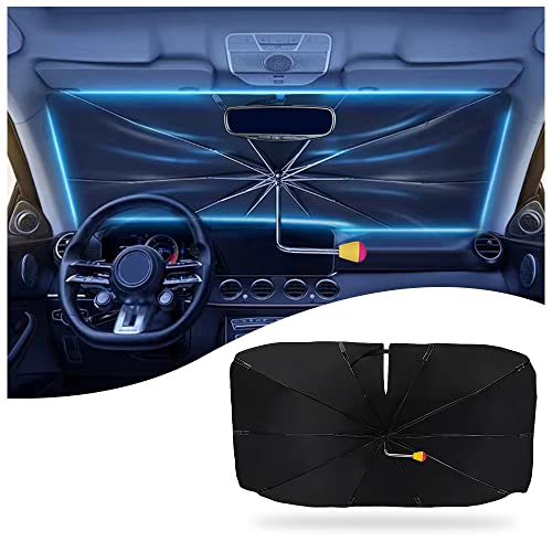 Car Windshield Sun Shade Umbrella-Bent Umbrella Stand,Foldable and Storable with Opening Design Car Sun Shade Windshield,Block UV Rays and Keep The Interior of The Car Cool (Upgrade Bend)