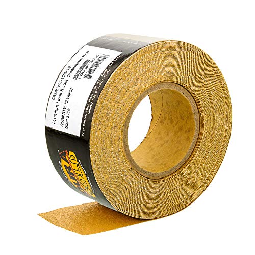 Dura-Gold Premium - 120 Grit Gold - Hook & Loop Backing Longboard Continuous Sandpaper Roll, 2-3/4' Wide, 12 Yards Long - For Automotive & Woodworking Air File Long Board Sanders, Hand Sanding Blocks