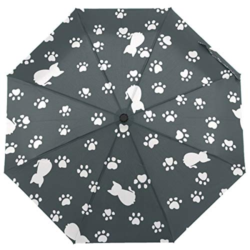 SUSINO Cat Claw Travel Umbrella Windproof Automatic Open Close Compact Pattern Graphic Folding Umbrellas for Women Men