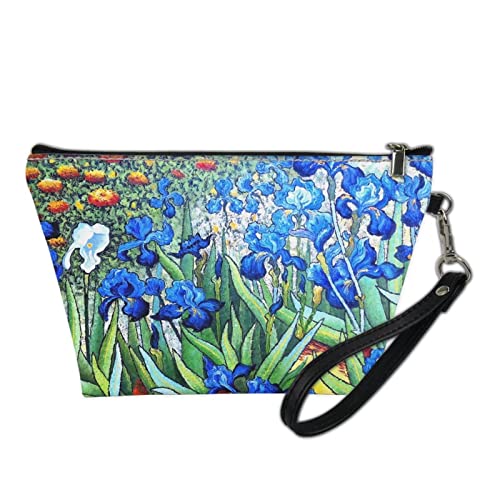 Howilath Van Gogh Irises Print Women Makeup Bag Pouch Portable Clutch Travel Toiletry Bags Large Capacity Cosmetic Bags