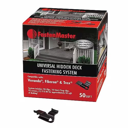 FastenMaster Universal Hidden Deck Fastening System 50 sq.ft. - Compatible with Veranda, Fiberon, and Trex
