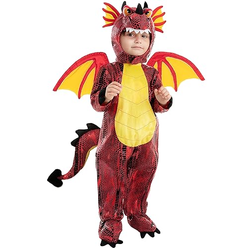 Spooktacular Creations Baby Unisex Dragon Costume with Wings for Kids Halloween Dress Up, Dinosaur Themed Party (3T (3-4 yrs))