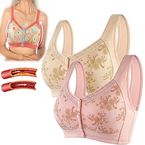 PISPARA Ion Lifting Correction Lymphvity Detoxification Bra, PISPARA Bra, No Underwire High Support Front Closure Bras (Mix-2,40/90)