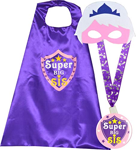 Big Sister Superhero Cape, Sister Gift Superhero Mask, Capes and Lanyard with Badge , Gifts for New Sister, I am a Big Sister Gifts, I'm going to be a Big Sister, Party Supplies for Big Sister