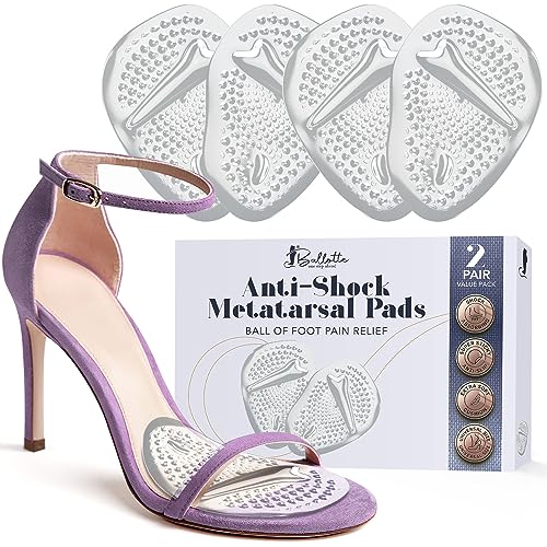Metatarsal Pads for Women, Ball of Foot Cushions for Women & Men, Silicone Gel Heel Pads, High Heel Inserts, Anti Slip High Heel Cushion Inserts Women/Foot Pads/Shoe Pads [4 Pack]