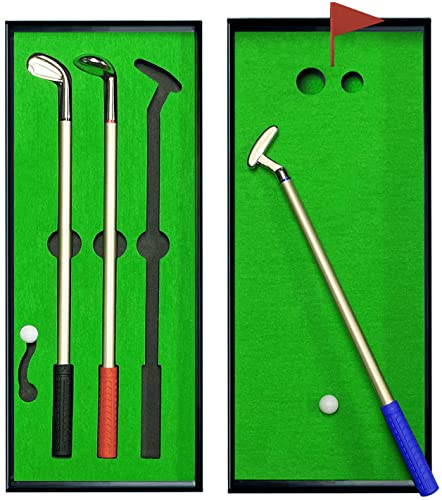 Mini Golf Set, Golf Pen Set, Mini Desktop Golf Gift Golf Ball Club Pen Game for Men Women Dad Boss Coworker Teen Boys with Putting Green, Unique Christmas Stocking Stuffers, Cool Office Desk Toys