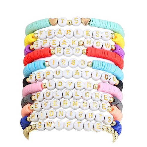 hdyv5aa 11 pcs 1989 Speak Now Red Reputation lover Folklore Swiftie Evermore Midnight Friendship Bracelets Inspired Lover Gifts Fans Jewelry Gifts For Women Girl Fans