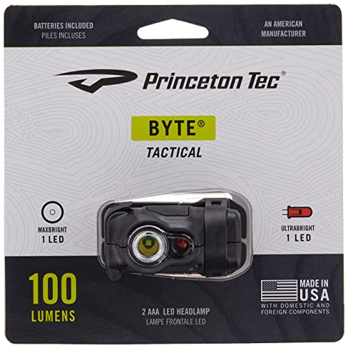 Princeton Tec Byte Tactical Headlamp (200 Lumens, Black),BYT-TAC-BK