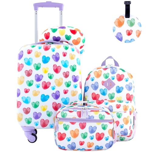Travelers Club 5 Piece Kids' Luggage Set, Thumbprint Heart